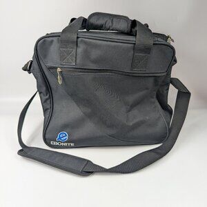 Ebonite Basic Single Bowling Ball Tote Bag with Shoulder Strap Black/Blue Logo